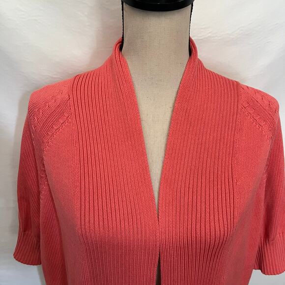 VINTAGE TALBOTSCotton Cardigan Womens Sweater Sz Large Orange Granny Core Open - Picture 2 of 11